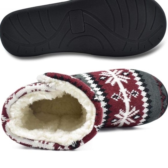 Oncai Women's Cozy Winter Knit Red, Black and White Snowflake Button Boots Sz 9 - Picture 3 of 8